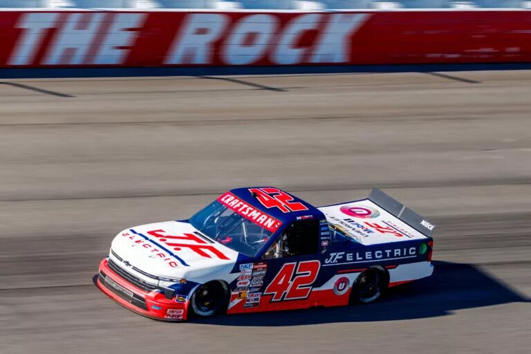January 28, 2025, Rockingham, North Carolina, USA: The J.F. Electric 42 NASCAR, Motorsport, USA Craftsman Truck Series Chevy driven by Matt Mills for Niece Motorsports. Rockingham Speedway hosted an open organizational test. Rockingham USA - ZUMAj177 20250128_zsp_j177_004 Copyright: xJasonxJacksonx