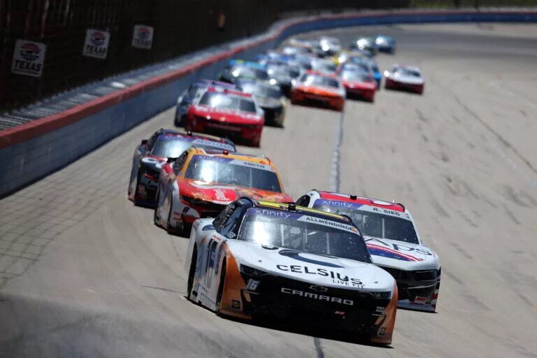 FORT WORTH, TEXAS - APRIL 13: AJ Allmendinger, driver of the #16 Celsius Chevrolet, drives during the NASCAR Xfinity Series Andy's Frozen Custard 300 at Texas Motor Speedway on April 13, 2024 in Fort Worth, Texas.
