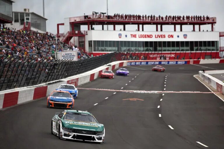 NORTH WILKESBORO, NORTH CAROLINA - MAY 17: Josh Berry, driver of the #4 Harrison's Ford, drives during practice for the NASCAR Cup Series All-Star Race at North Wilkesboro Speedway on May 17, 2024 in North Wilkesboro, North Carolina. (Photo by Jared C. Tilton/Getty Images)