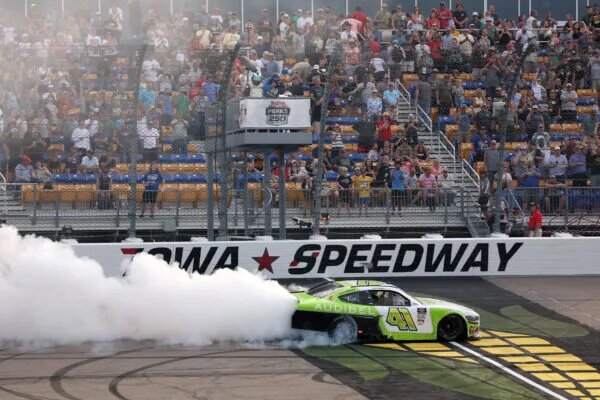 Sam Mayer Takes Advantage Late, Scores Xfinity Series Win at Iowa