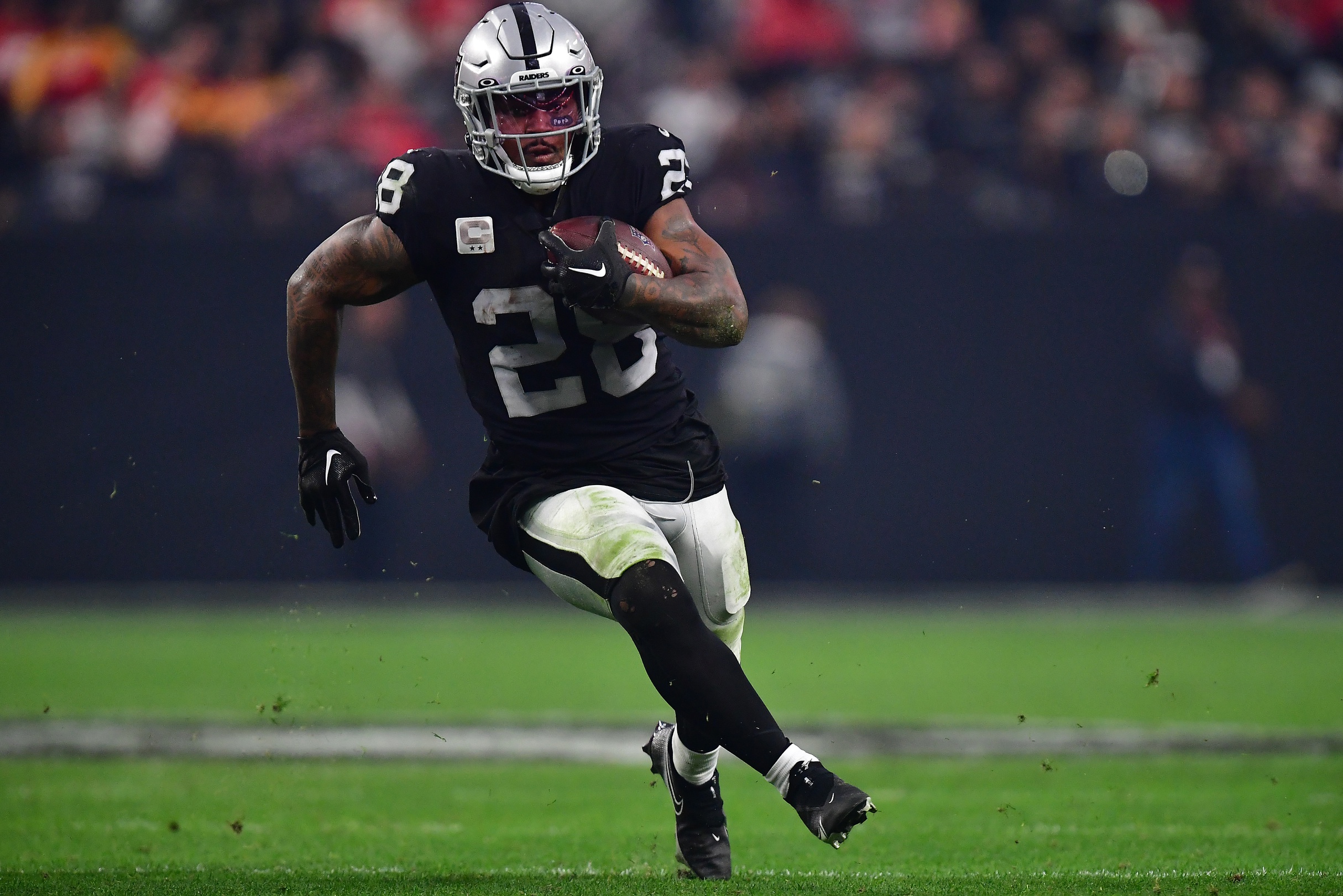 Running back Josh Jacobs' sound on the field from the Raiders'  season-opening win vs. Denver Broncos