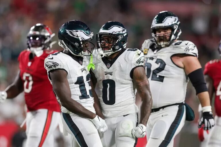 Olamide Zaccheaus, D'Andre Swift, and Jason Kelce