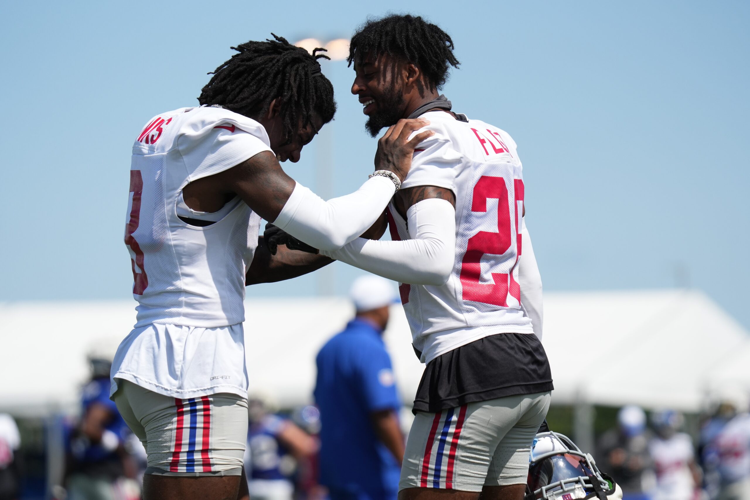 New York Giants secondary teammates Deonte Banks and Cordale Flott