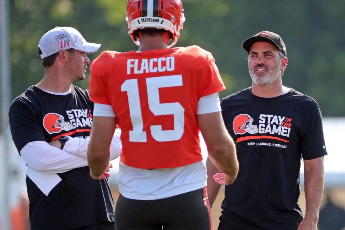 Kevin Stefanski, head coach and Joe Flacco, quarterback; Cleveland Browns