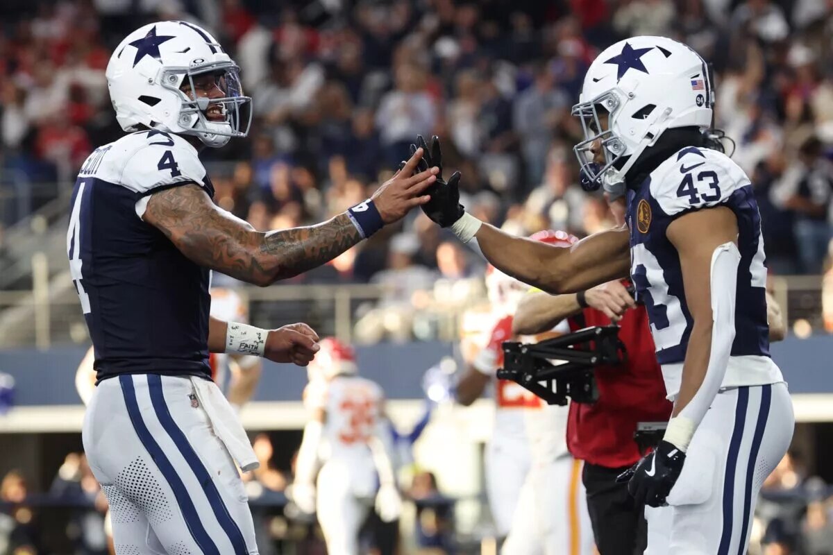Dak Prescott, quarterback, and Malik Davis, running back, Dallas Cowboys