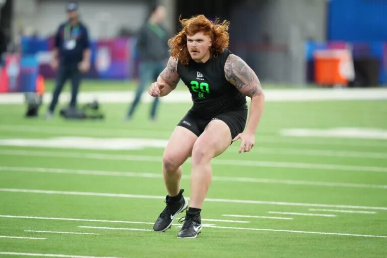 Iowa offensive lineman Gennings Dunker, Detroit Lions 7-Round 2026 NFL Mock Draft. 2.0.
