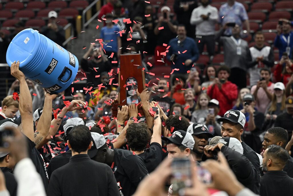 San Diego State Aztecs celebrate making the Final Four