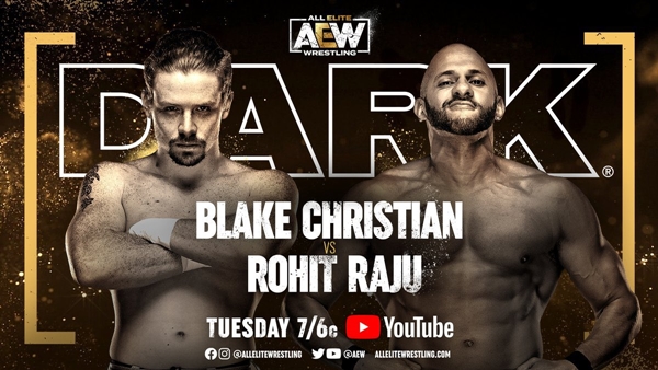 Photo of the match graphic for Blake Christian vs Rohit Raju as Blake Christian Debuts in AEW