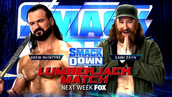 Sami Zayn vs Drew McIntyre Lumberjack Match
