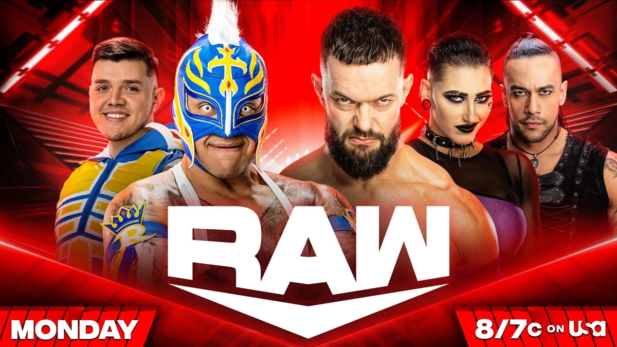 WWE Raw Card - Finn Balor vs Rey Mysterio graphic