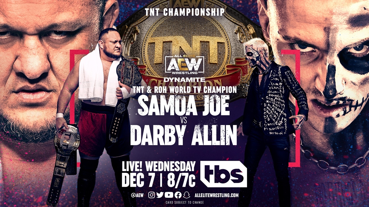 AEW Dynamite card - Samoa Joe vs Darby Allin graphic