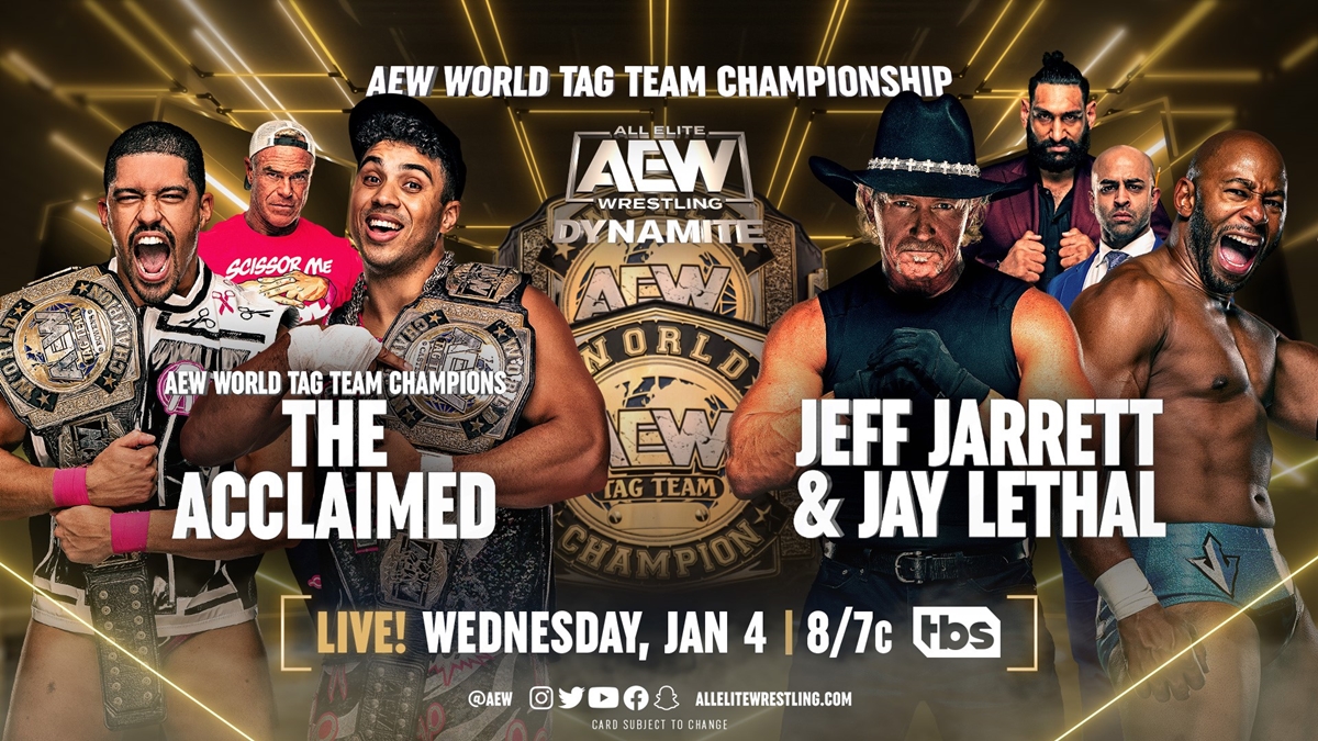 AEW Dynamite Card - The Acclaimed vs Jarrett & Lethal graphic