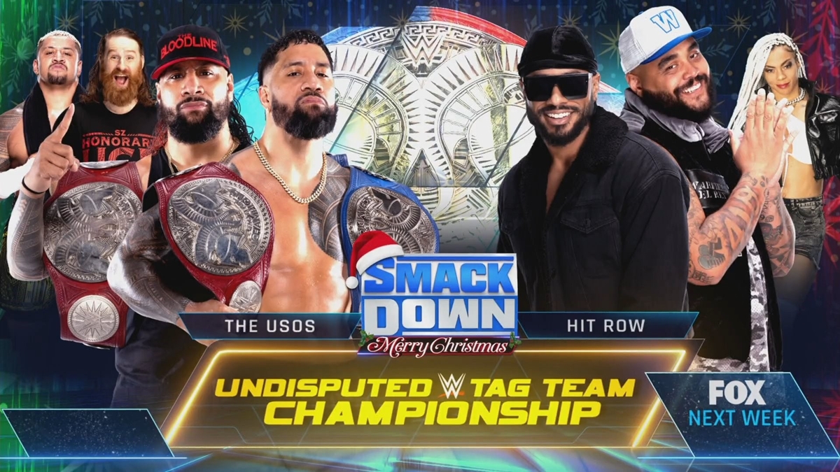 WWE SmackDown tonight - Usos vs Hit Row graphic