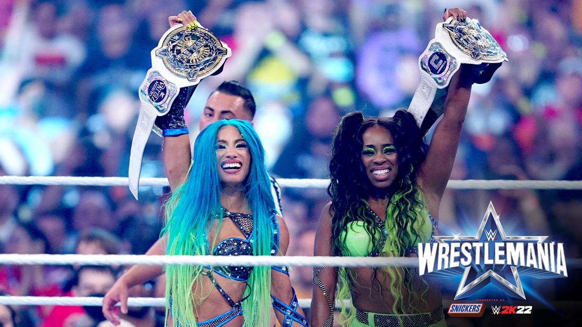 Sasha Banks (now Sasha Mone) & Naomi celebrate WWE Tag title win