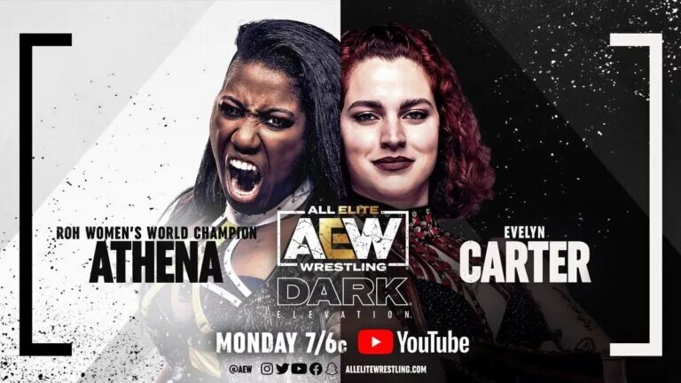 AEW Dark Elevation card - Athena vs Evelyne Carter graphic