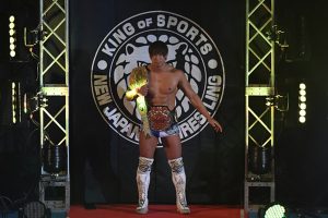 Kota Ibushi celebrates winning IWGP World Heavyweight Championship