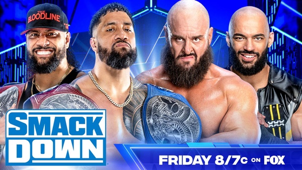 WWE SmackDown Tag Team Championship Match: The Usos Vs. Braun Strowman & Ricochet