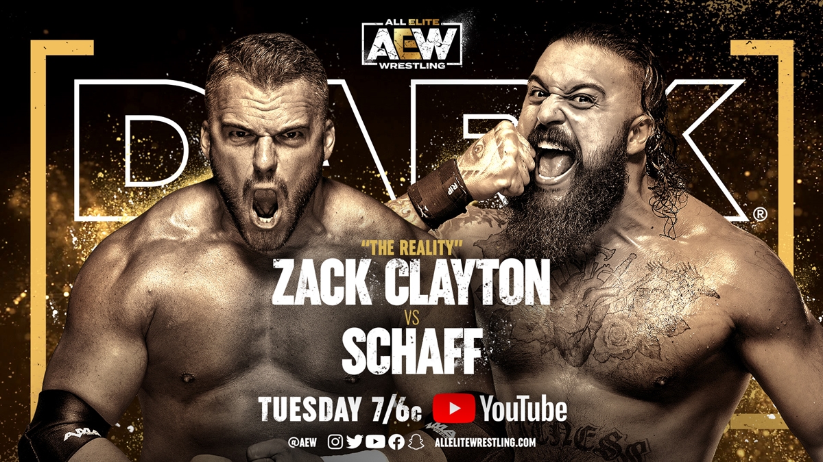 aew dark card - Zack Clayton vs Schaff graphic
