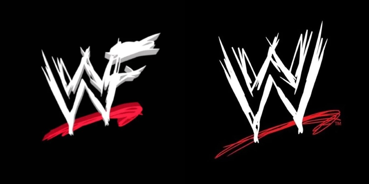 The old WWF "scratch" logo next to the now defunct WWE logo