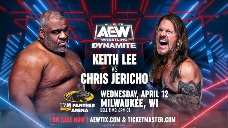 AEW Dynamite card - Keith Lee vs Chris Jericho graphic