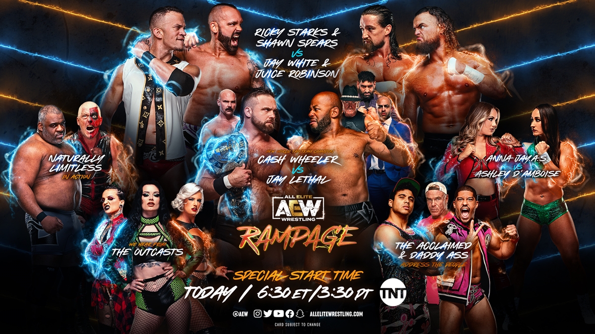 Aew rampage tonight - graphic showing full lineup