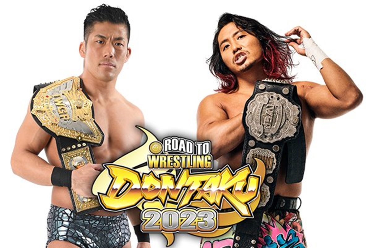 Wrestling Dontaku 2023 poster featuring SANADA and Hiromu Takahashi