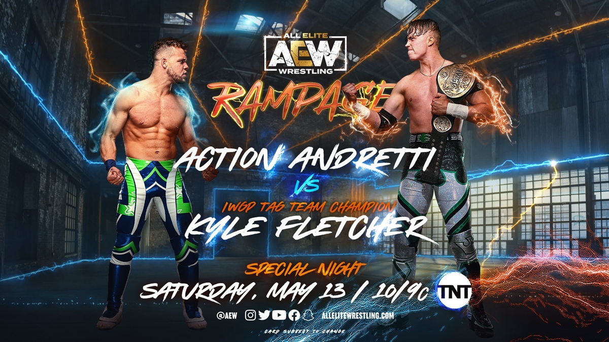 AEW Rampage spoilers - Kyle Fletcher vs Action Andretti match graphic