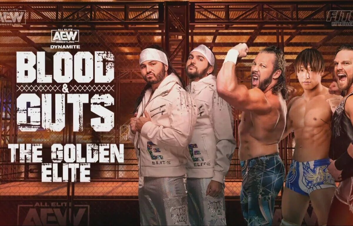AEW Dynamite: Blood and Guts graphics featuring The Golden Elite.