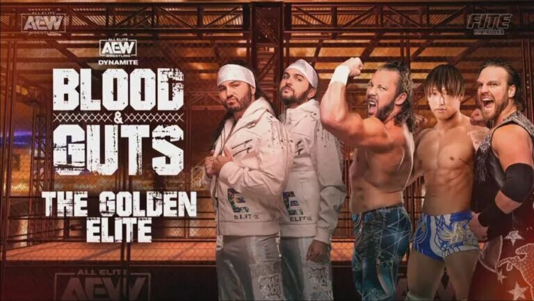 AEW Dynamite: Blood and Guts graphics featuring The Golden Elite.