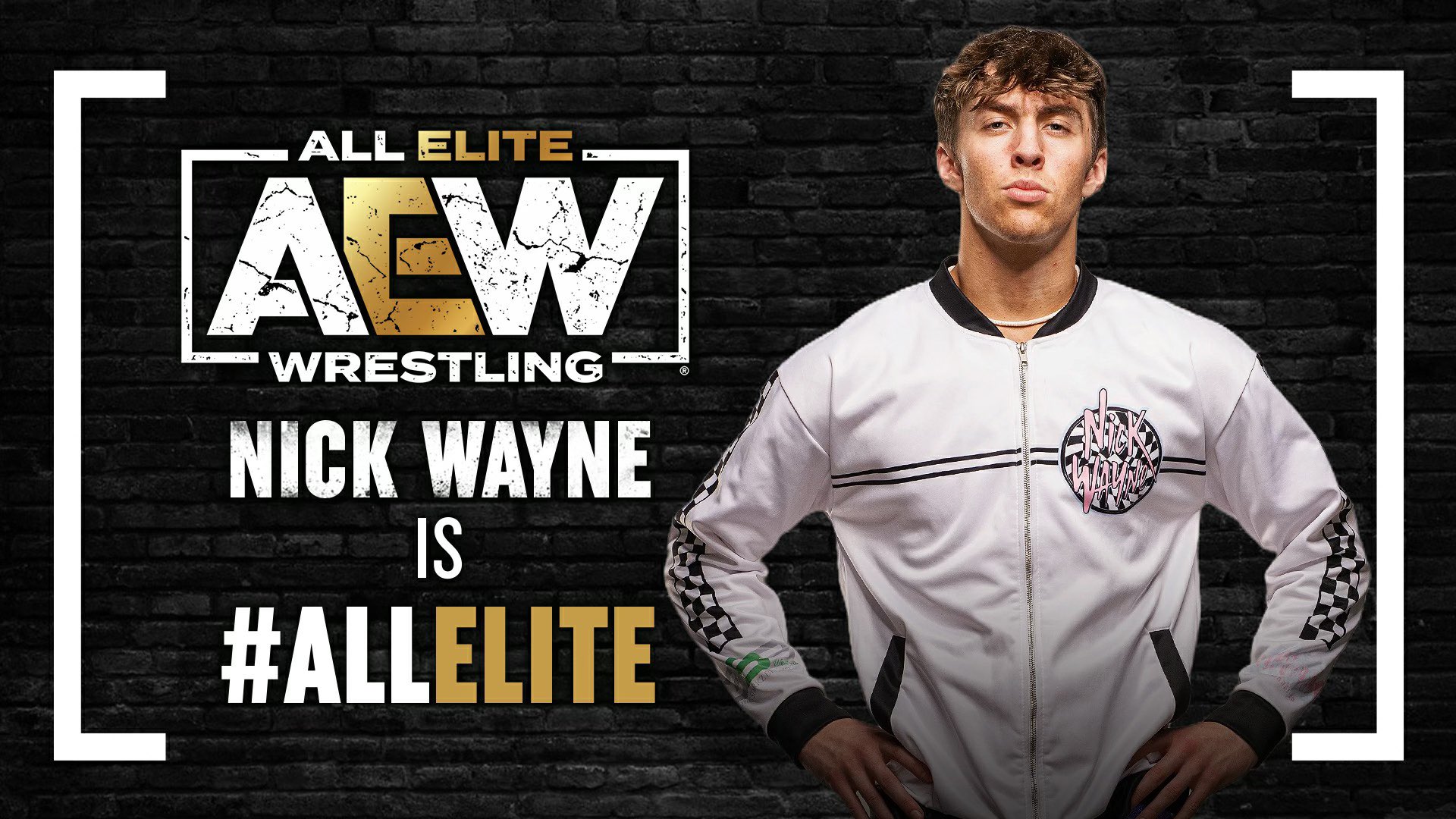 The #AllElite match graphic for Nick Wayne.