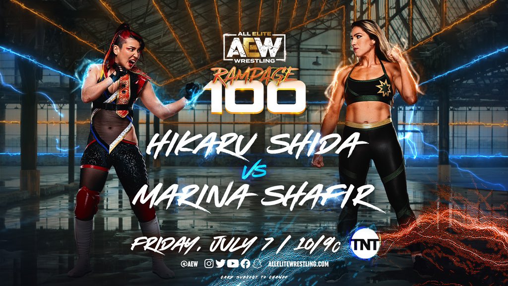 A match graphic for the 100th episode of AEW Rampage.