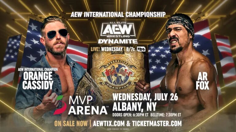 AEW Dynamite match graphic featuring Orange Cassidy and AR Fox.
