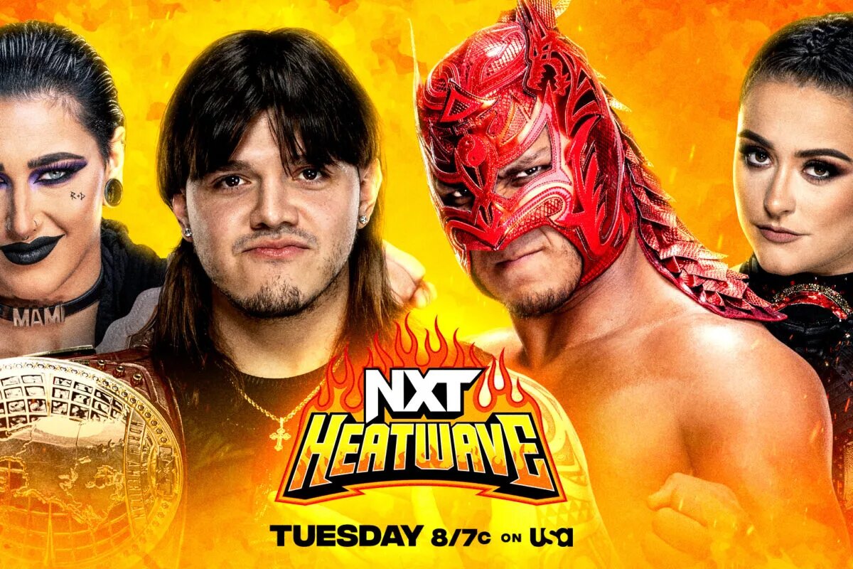 A match graphic hyping up WWE NXT Heatwave 2023.