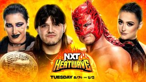 A match graphic hyping up WWE NXT Heatwave 2023.