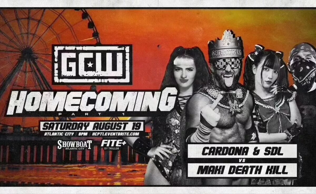 Promotional material for Night One of GCW Homecoming 2023.