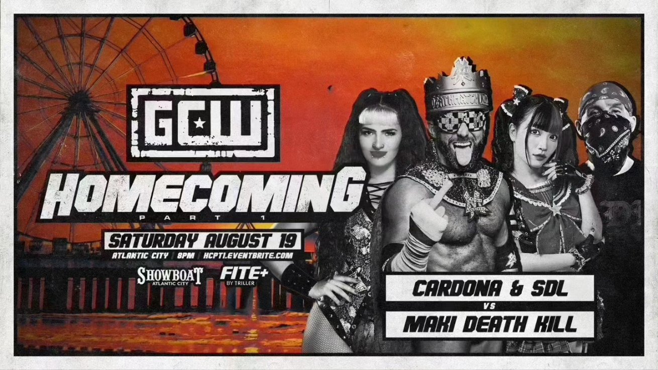 Promotional material for Night One of GCW Homecoming 2023.