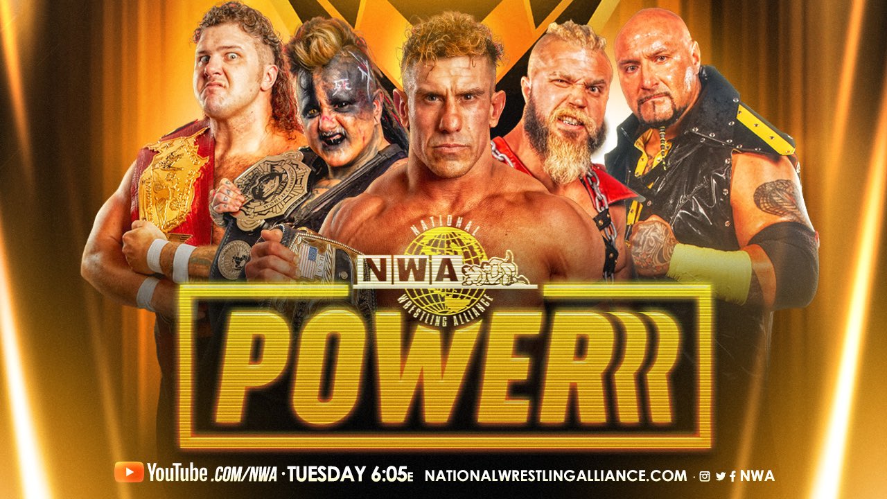 A graphic advertising the Season 15 premiere of NWA Powerrr.