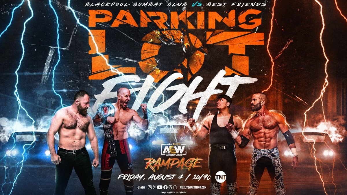 AEW Rampage match graphic featuring Best Friends and the BCC.