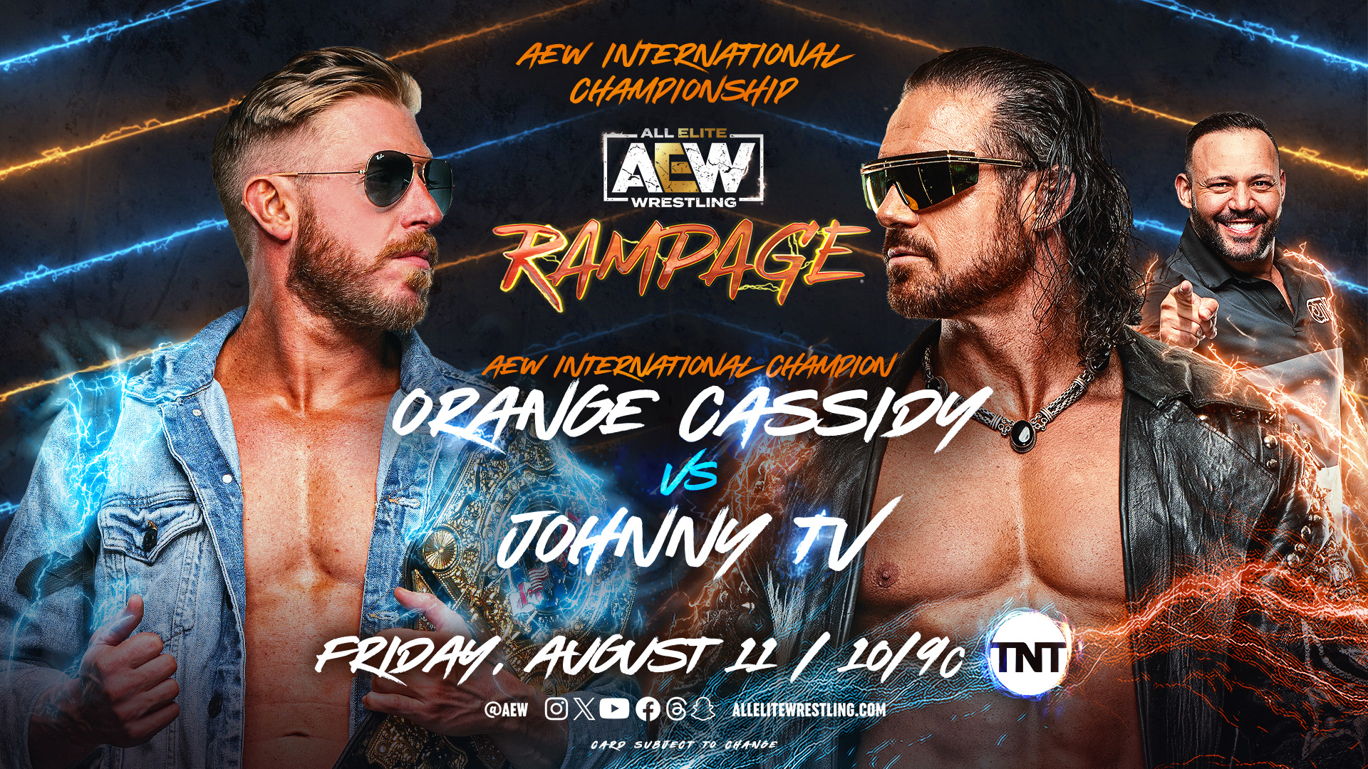 An AEW Rampage match graphic hyping up the AEW International Title Match.