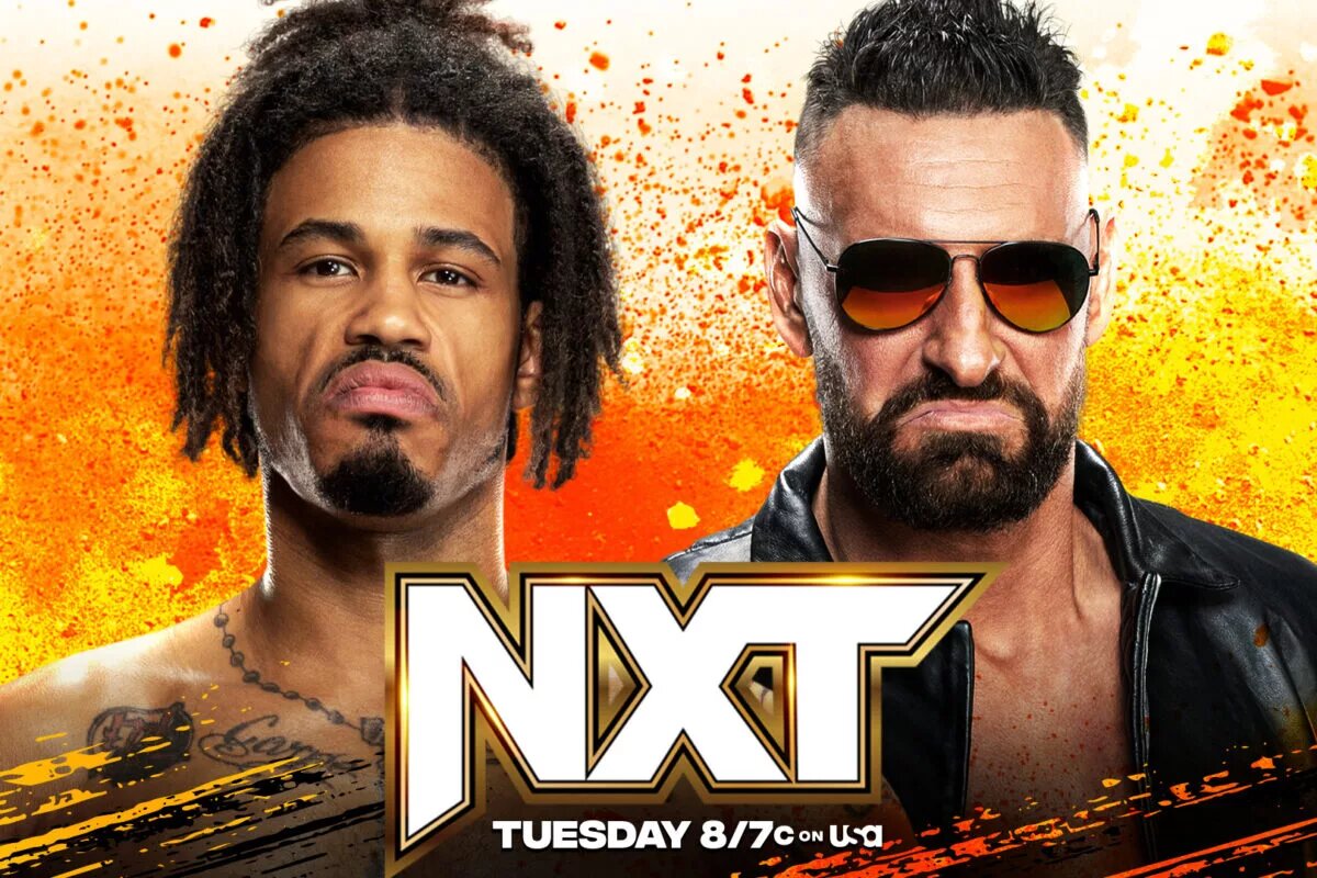 WWE NXT match graphic featuring Wes Lee vs. Dijak.