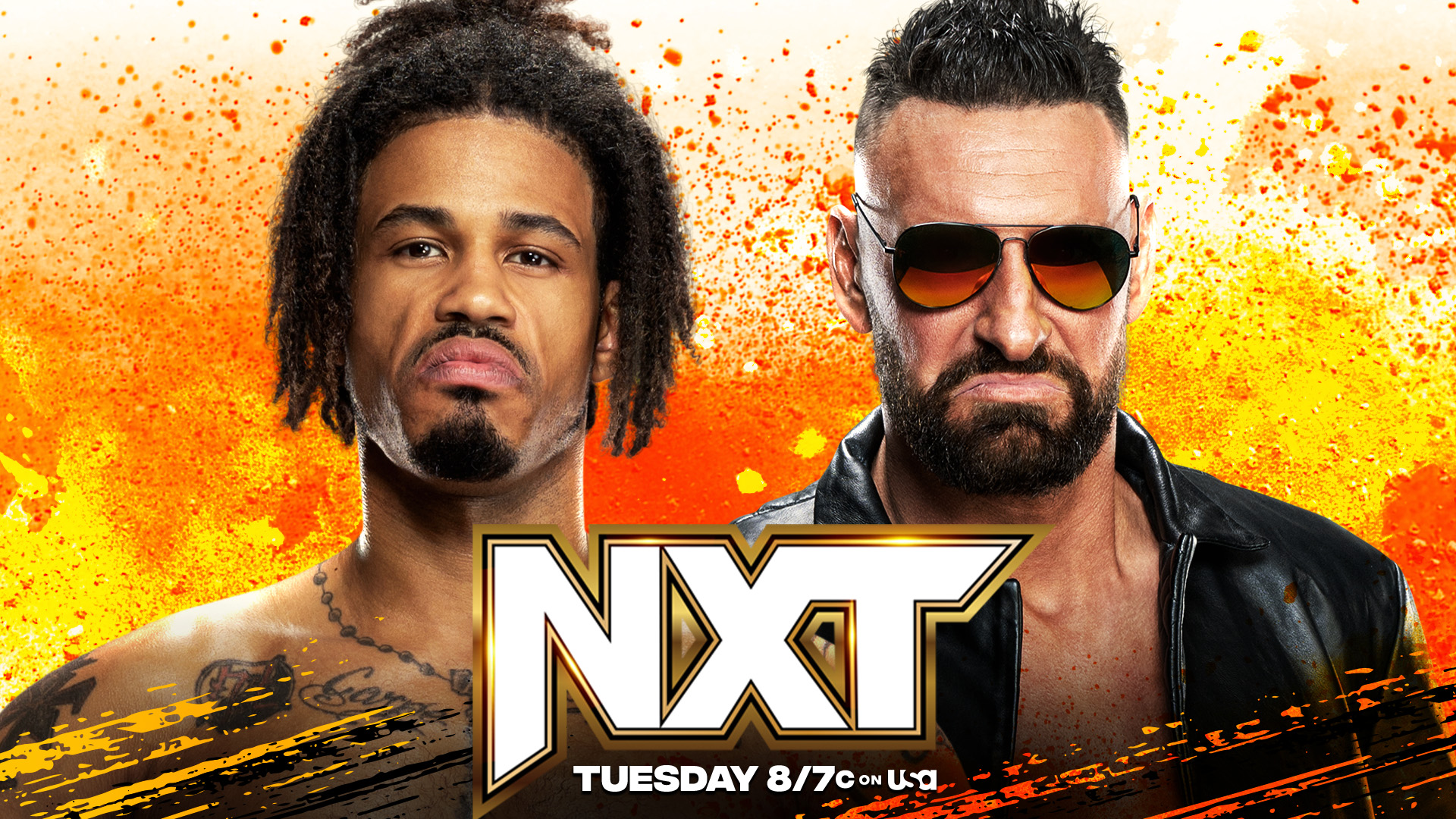 WWE NXT match graphic featuring Wes Lee vs. Dijak.