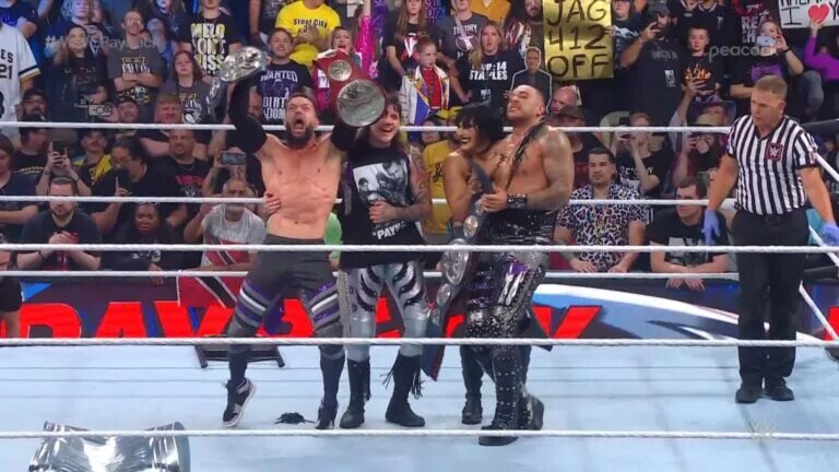A photo of The Judgment Day at WWE Payback.