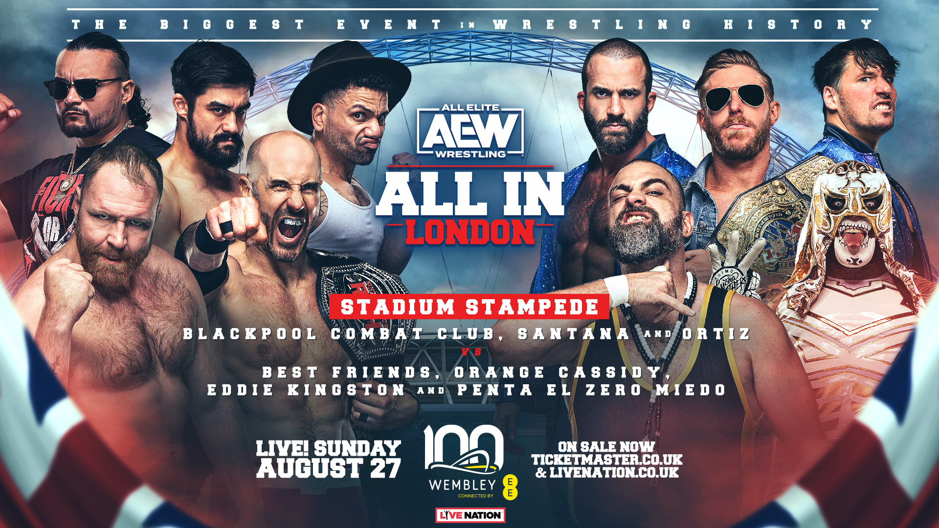 AEW All In London Stadium Stampede match graphic.