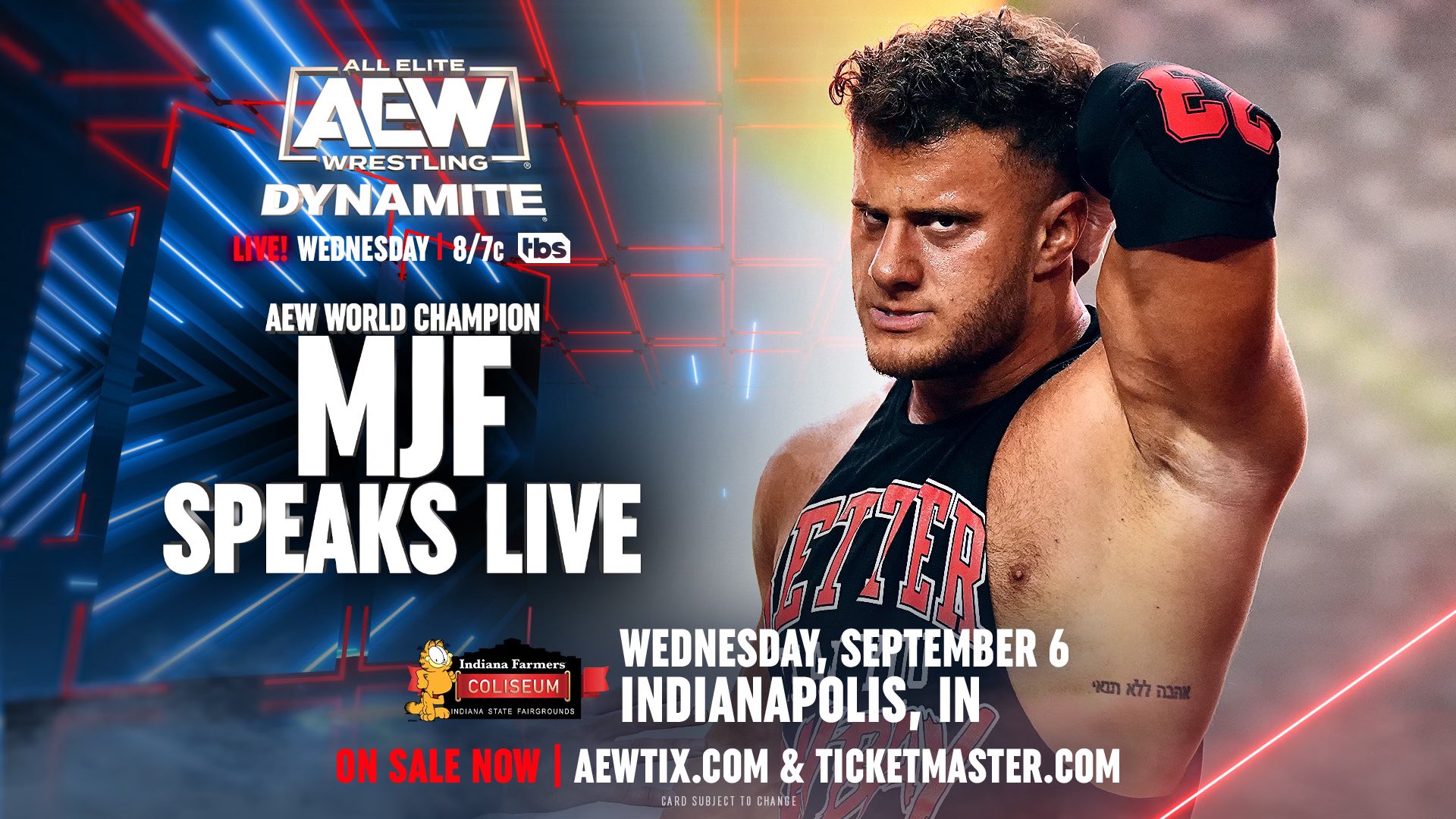 AEW Dynamite match graphic featuring MjF.