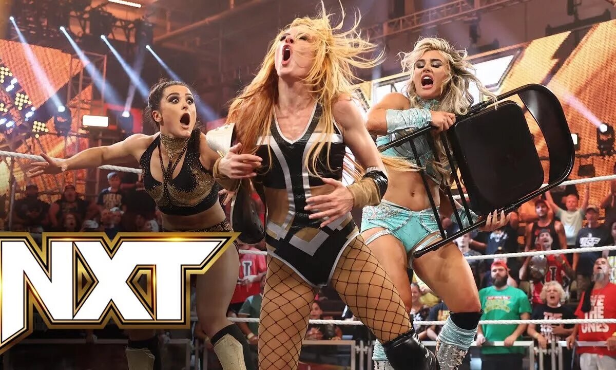 A shot from the WWE NXT broadcast featuring Becky Lynch.