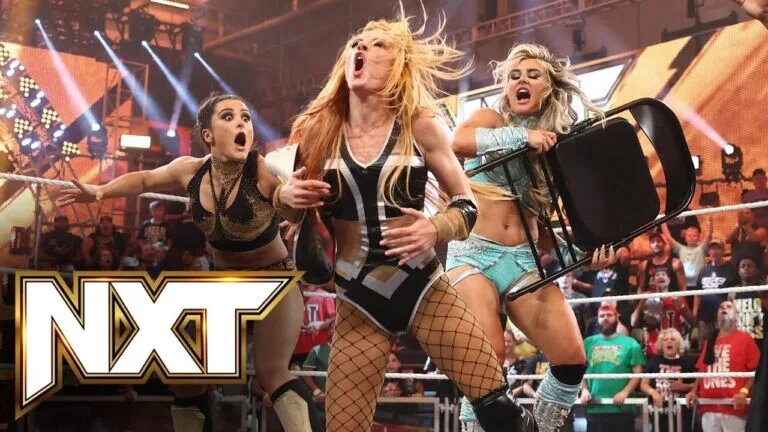 A shot from the WWE NXT broadcast featuring Becky Lynch.