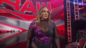 A photo of Nia Jax from an episode of WWE Monday Night Raw.
