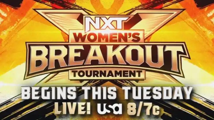 WWE NXT match graphic hyping up the NXT Women's Breakout Tournament.