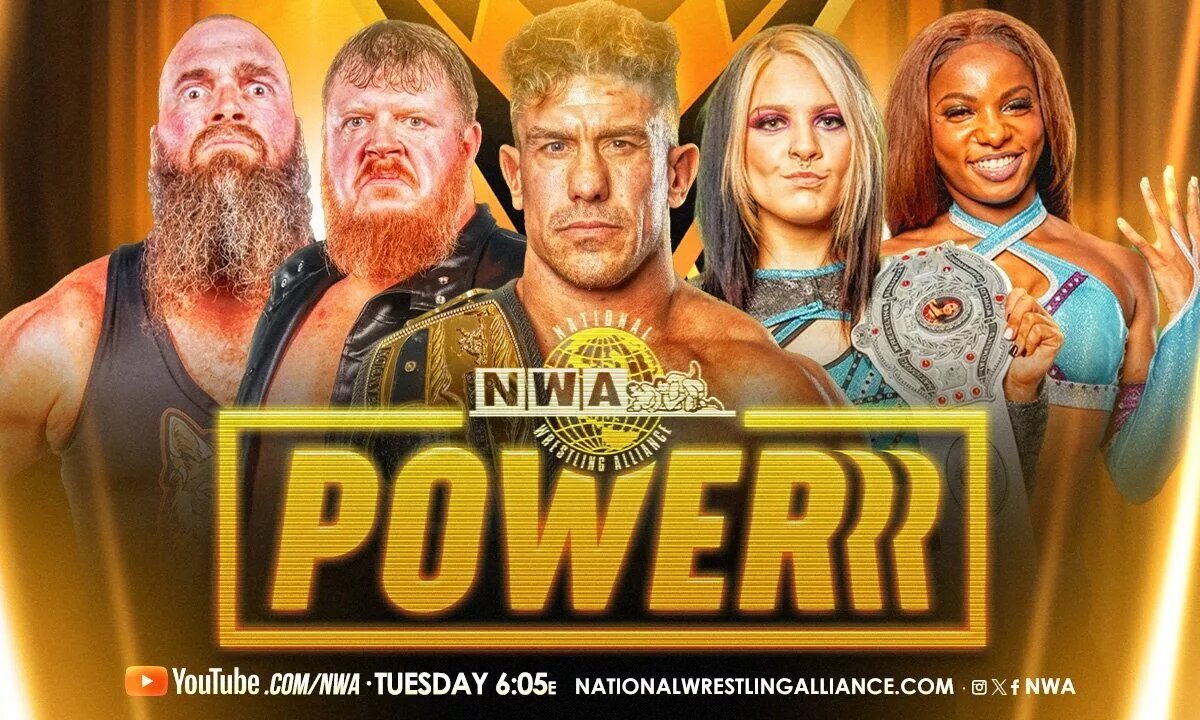 A promotional graphic for NWA Powerrr.