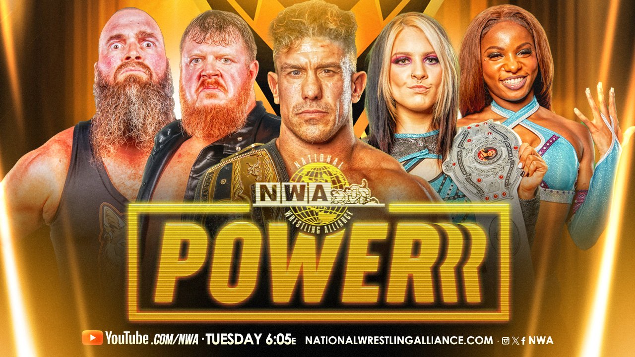A promotional graphic for NWA Powerrr.